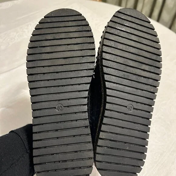 Black Iridescent Sequin Slip-On Platform Sneakers. - Picture 6 of 6